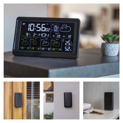 Метеорологична станция с LCD дисплей GoSmart 230V/3xAAA + 2×AAA Wi-Fi Tuya черна