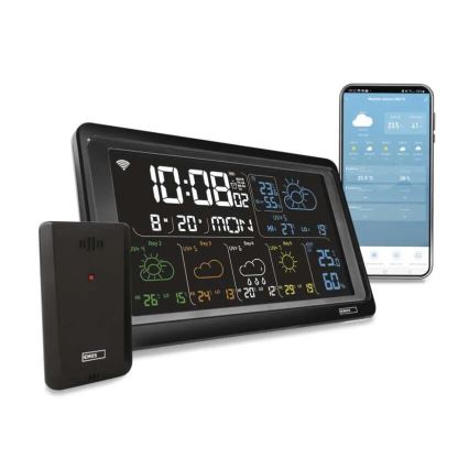 Метеорологична станция с LCD дисплей GoSmart 230V/3xAAA + 2×AAA Wi-Fi Tuya черна