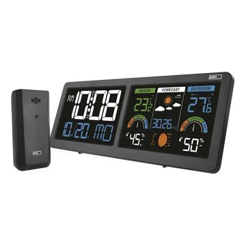 Метеостанция с цветен LCD дисплей и вграден будилник, 5V, 3xAAA + 2xAA, черна