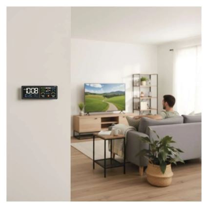 Метеостанция с цветен LCD дисплей и вграден будилник, 5V, 3xAAA + 2xAA, черна