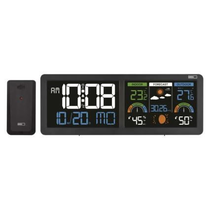 Метеостанция с цветен LCD дисплей и вграден будилник, 5V, 3xAAA + 2xAA, черна