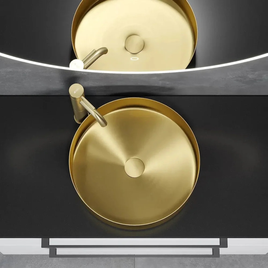 Мивка за плот LJORDAL, Ø 40 см, стомана/месинг