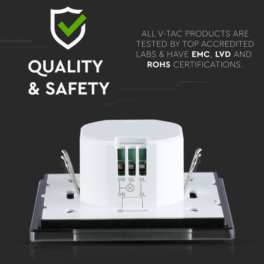 Микровълнов сензор за движение 180° 300W/230V черен