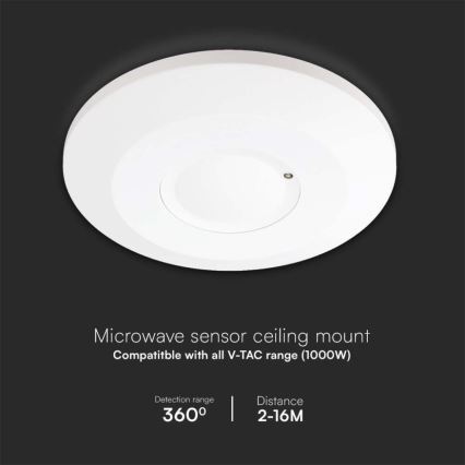 Микровълнов сензор за движение 360° 230V бял