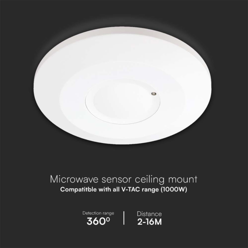 Микровълнов сензор за движение 360° 230V бял
