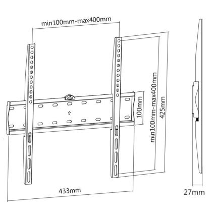 MK FLORIA MKF-17DF441 - Фиксирана стойка за телевизор за стена 65" черен