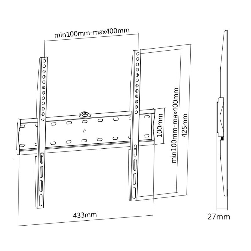 MK FLORIA MKF-17DF441 - Фиксирана стойка за телевизор за стена 65" черен