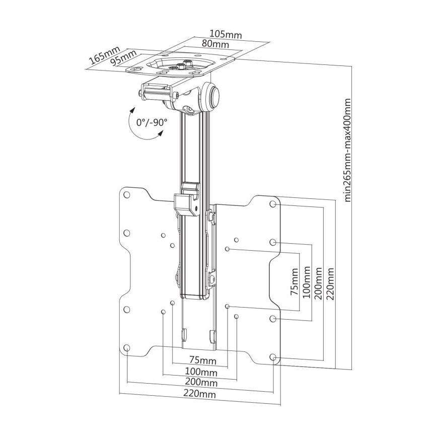 MK FLORIA MKF-17DS220 - Таванен държач за телевизор 46 черен