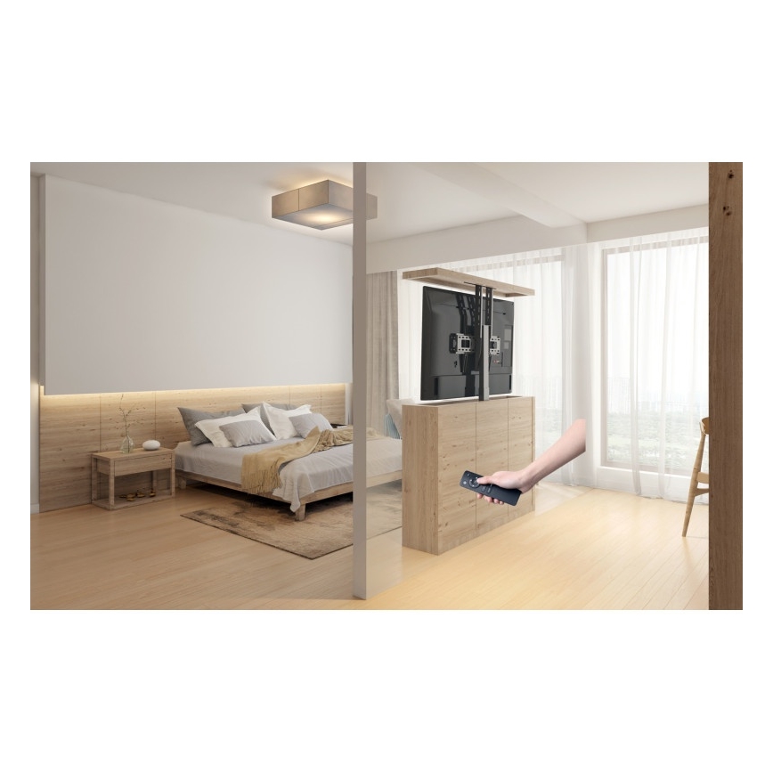 MK FLORIA MKF-19DM648 - Подова стойка за телевизор 37-65 черен SCHUKO + дистанционно управление