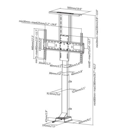 MK FLORIA MKF-19DM648 - Подова стойка за телевизор 37-65 черен SCHUKO + дистанционно управление