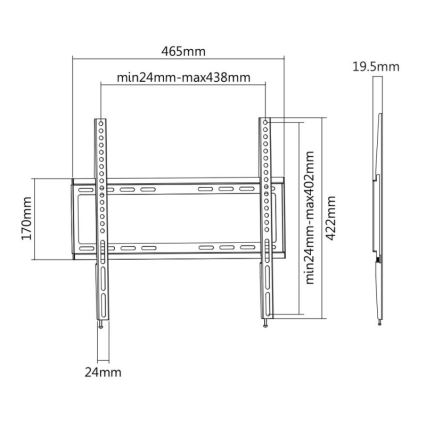 MK FLORIA MKF-20DF447 - Фиксирана стойка за телевизор за стена 65" черен