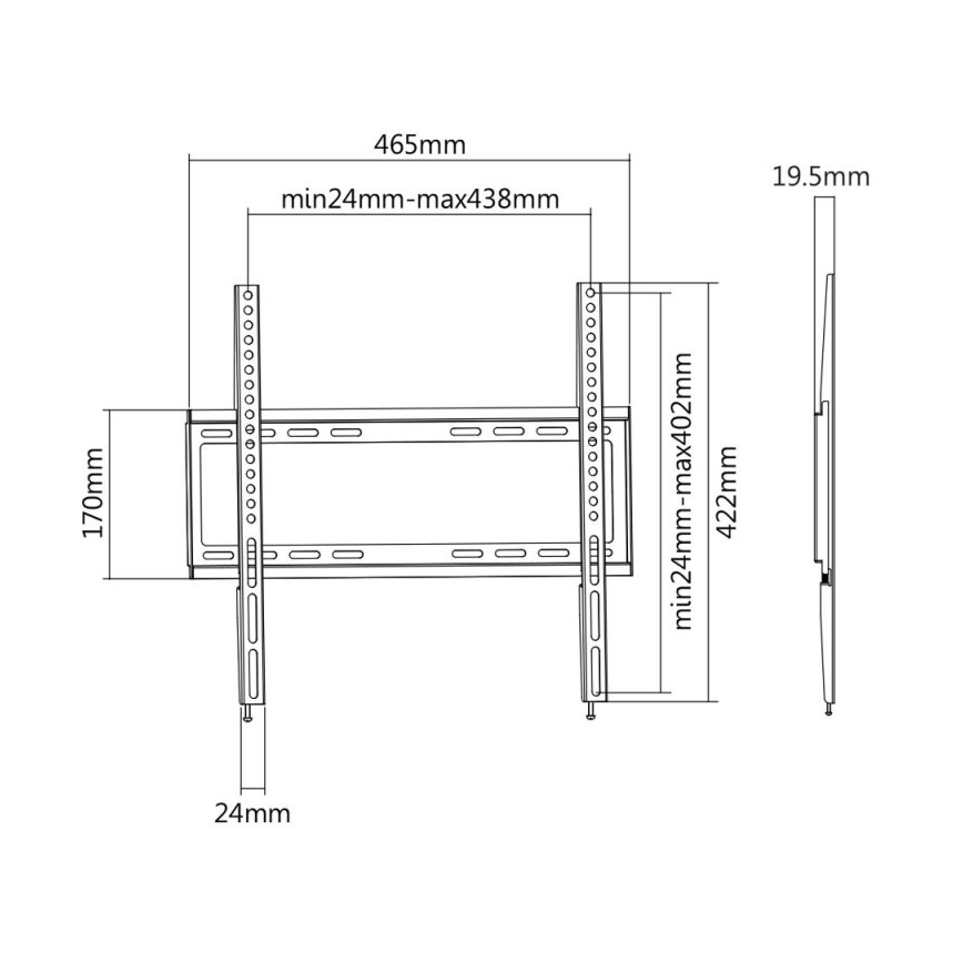 MK FLORIA MKF-20DF447 - Фиксирана стойка за телевизор за стена 65" черен