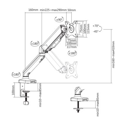 MK FLORIA MKF-21DP113S2 - Регулируем държач за монитор 32 черен