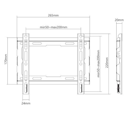 MK FLORIA MKF-23DF223 - Фиксирана стойка за телевизор за стена 46 черен