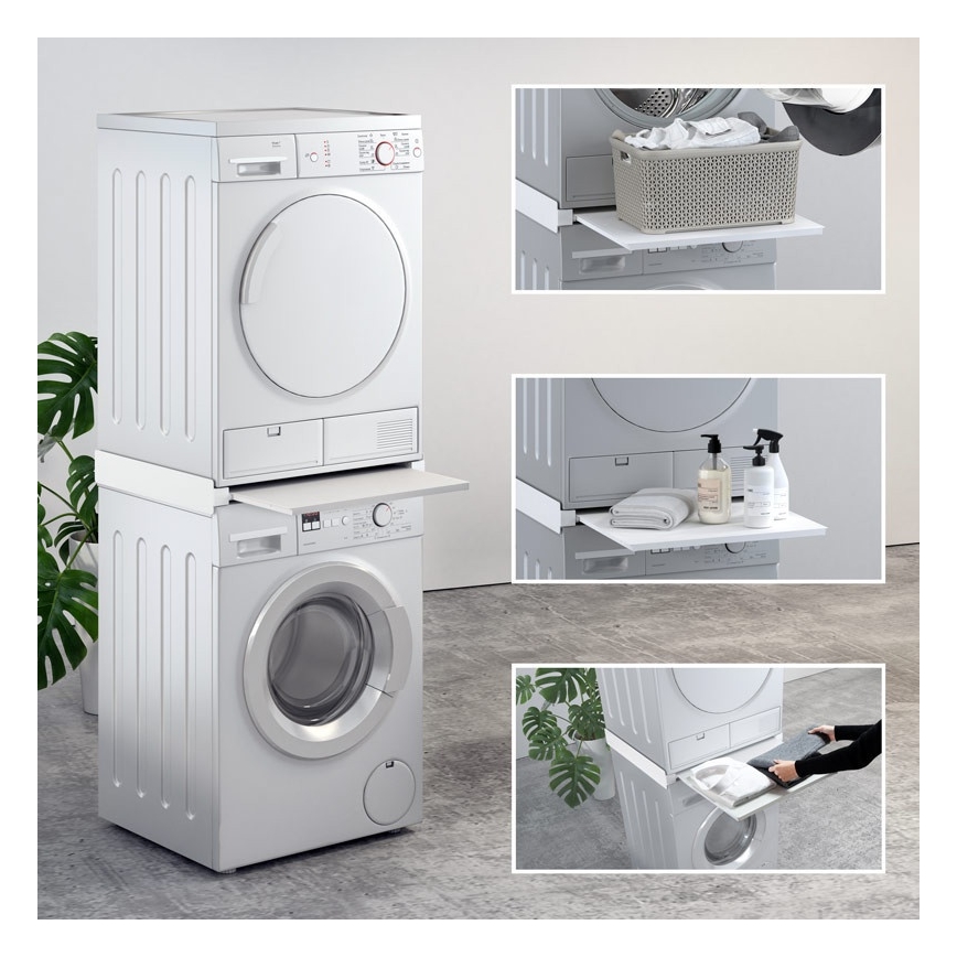MK FLORIA MKF-23MZ601 - Комплект за подреждане на пералня и сушилня с издърпване 60 см бял
