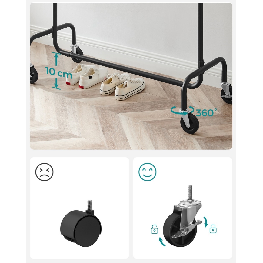 Мобилна подова закачалка LINEA черна