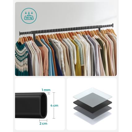 Мобилна подова закачалка LINEA черна