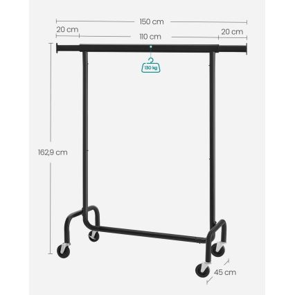 Мобилна подова закачалка LINEA черна