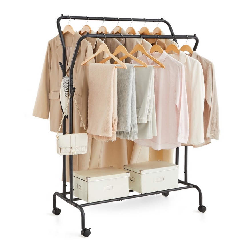 Мобилна свободно стояща закачалка LINEA, черна