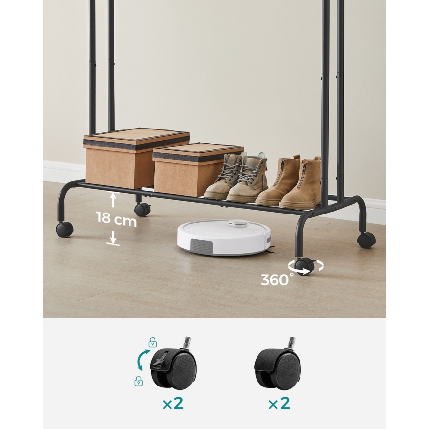 Мобилна свободно стояща закачалка LINEA, черна