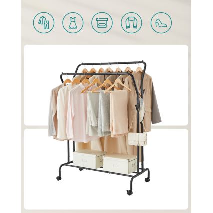 Мобилна свободно стояща закачалка LINEA, черна