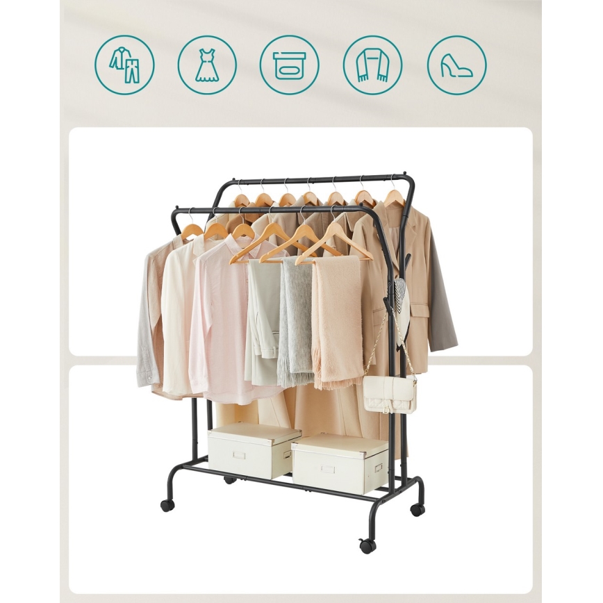 Мобилна свободно стояща закачалка LINEA, черна