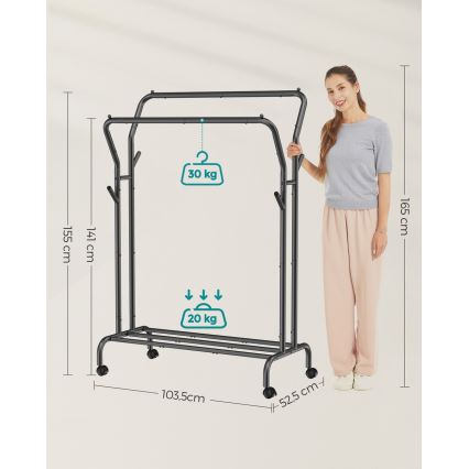 Мобилна свободно стояща закачалка LINEA, черна