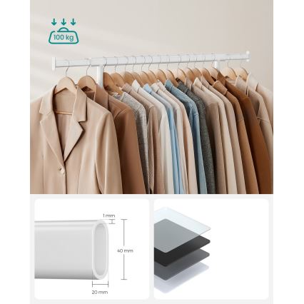 Мобилна закачалка на стойка LINEA бяла