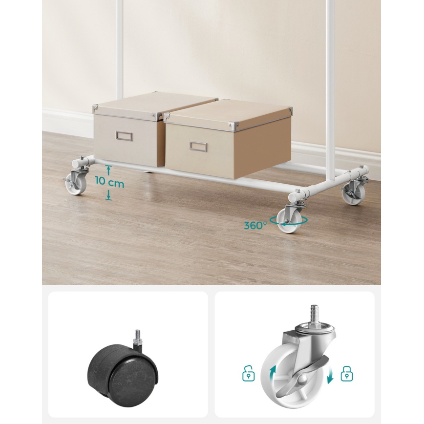 Мобилна закачалка на стойка LINEA бяла