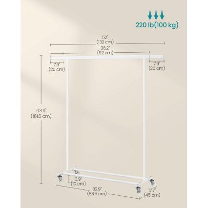 Мобилна закачалка на стойка LINEA бяла