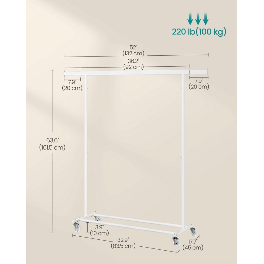 Мобилна закачалка на стойка LINEA бяла