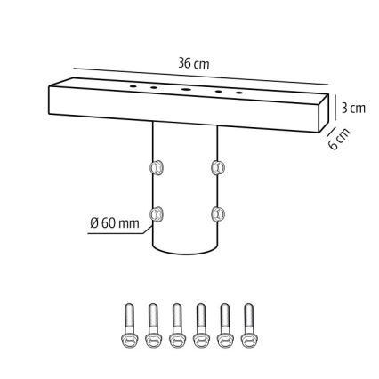Монтажна скоба за външно осветление BASE, Ø 60 мм, черна