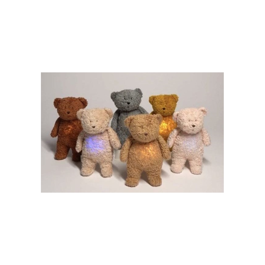 Moonie - Детска малка нощна лампа мече, органично сиво