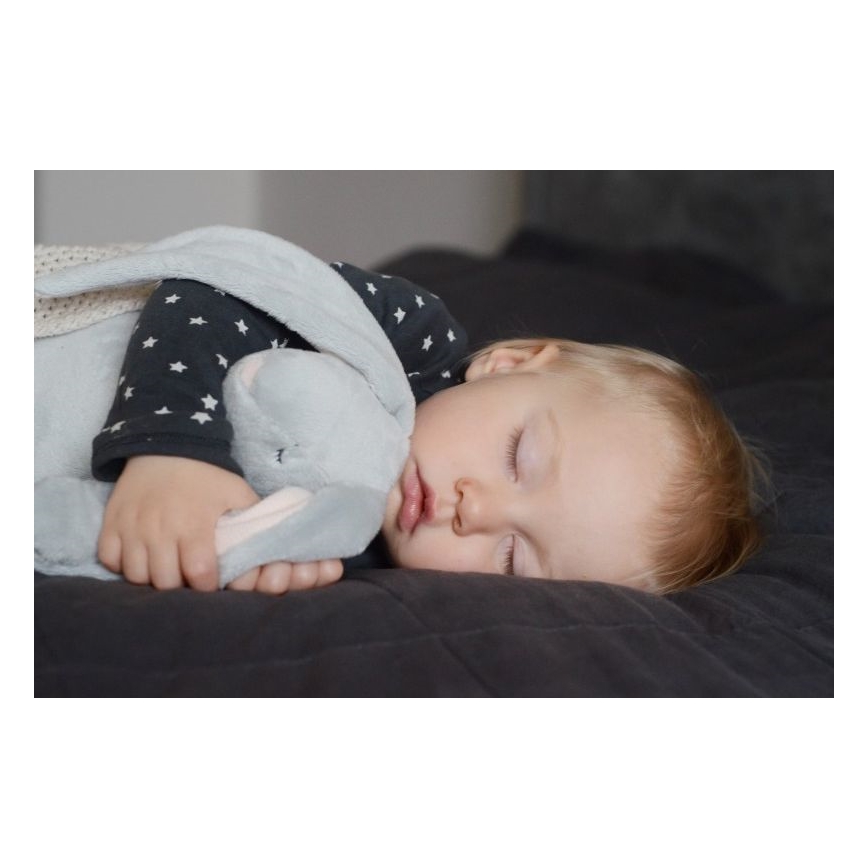 Moonie - Детска малка нощна лампа зайче, облачно сив