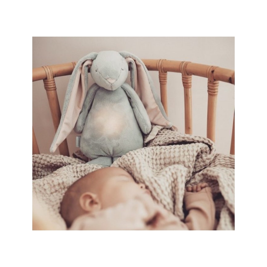 Moonie - Детска малка нощна лампа зайче, облачно сив