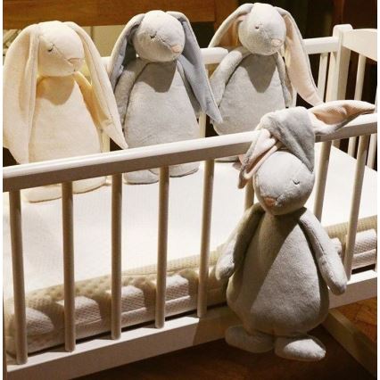 Moonie - Детска малка нощна лампа зайче, облачно сив