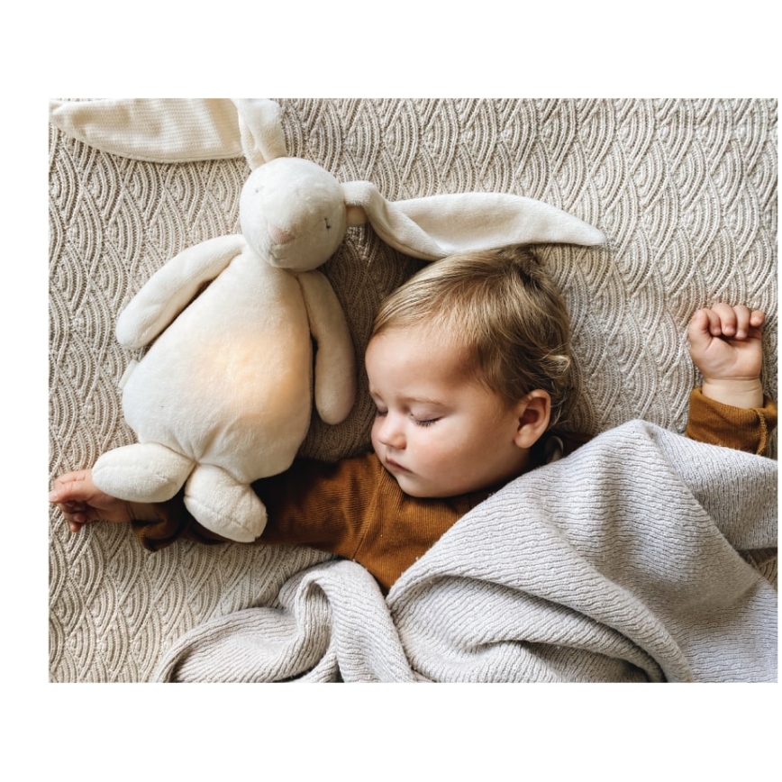 Moonie - Детска малка нощна лампа зайче, кремав