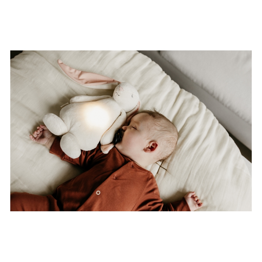 Moonie - Детска малка нощна лампа зайче, кремав