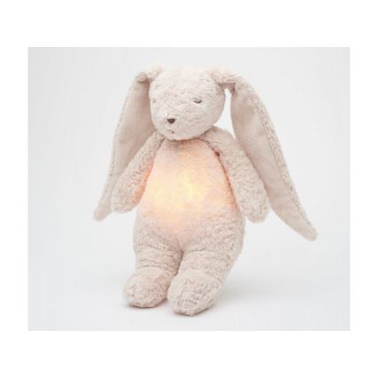 Moonie - Приятел за гушкане с мелодия и светлина 2.0 зайче organic роза