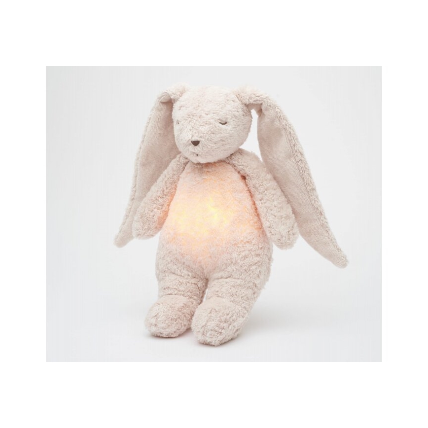Moonie - Приятел за гушкане с мелодия и светлина 2.0 зайче organic роза