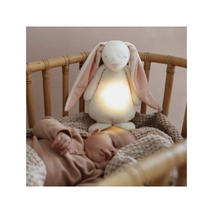 Moonie - Приятел за гушкане с мелодия и светлина 2.0 зайче powder