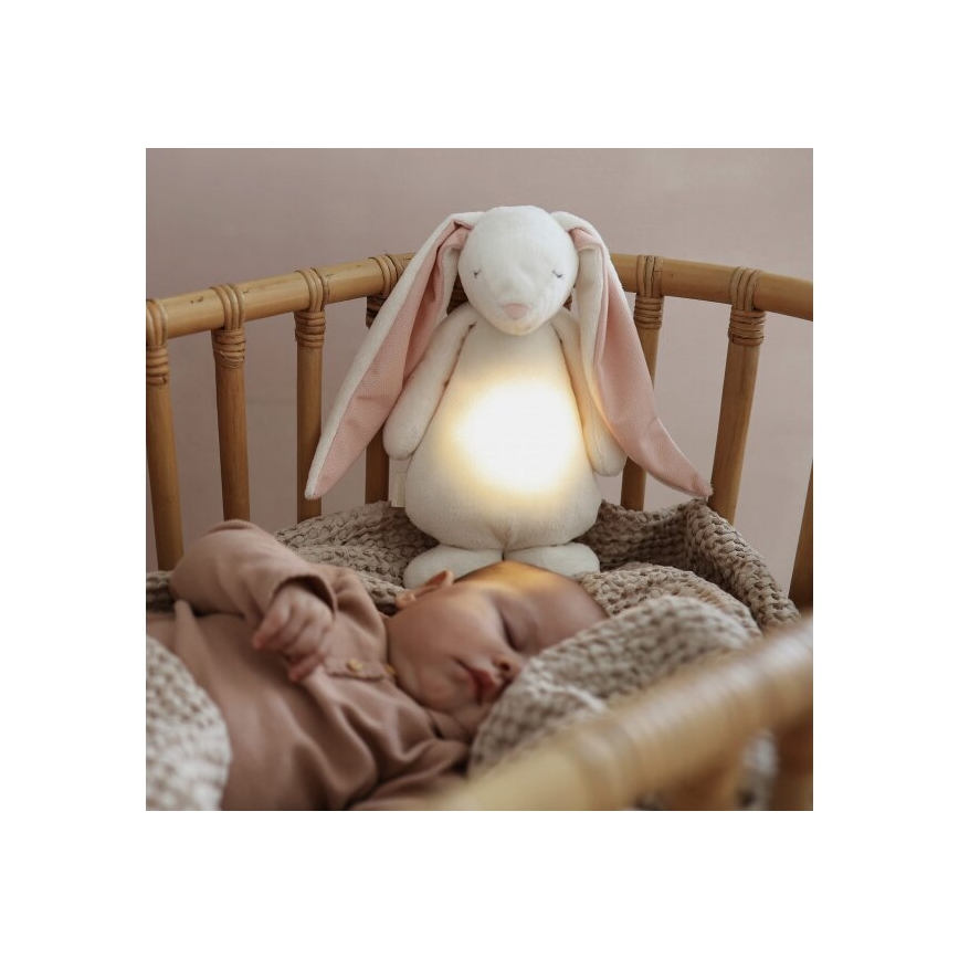 Moonie - Приятел за гушкане с мелодия и светлина 2.0 зайче powder