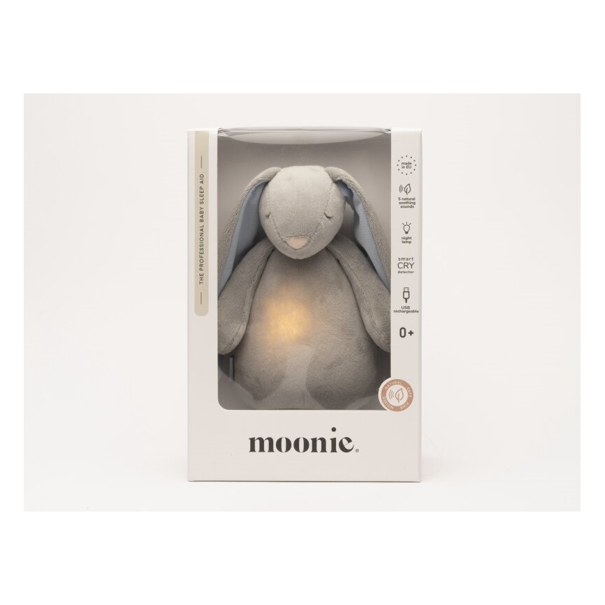 Moonie - Приятел за гушкане с мелодия и светлина 2.0 зайче sky