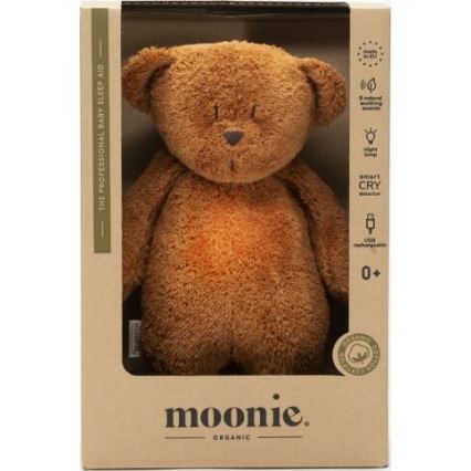 Moonie - Приятел за гушкане с мелодия и светлина малко мече 2.0 organic caramel