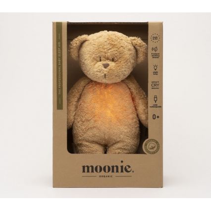 Moonie - Приятел за гушкане с мелодия и светлина малко мече 2.0 органичен капучино