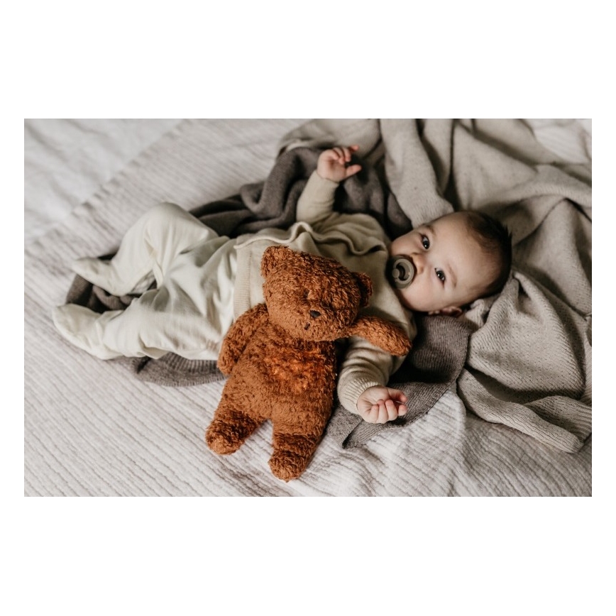 Moonie - Приятел за гушкане с мелодия и светлина малко мече органичен натурален карамел