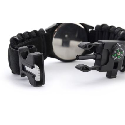 Мултифункционален часовник с компас и термометър черен