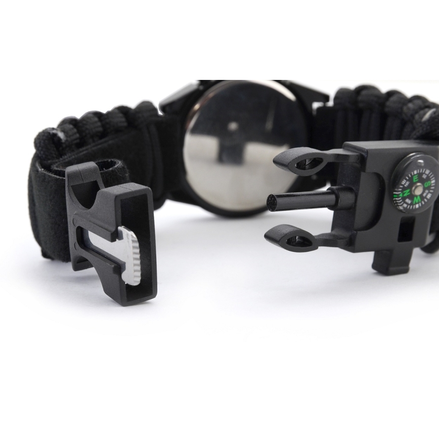 Мултифункционален часовник с компас и термометър черен