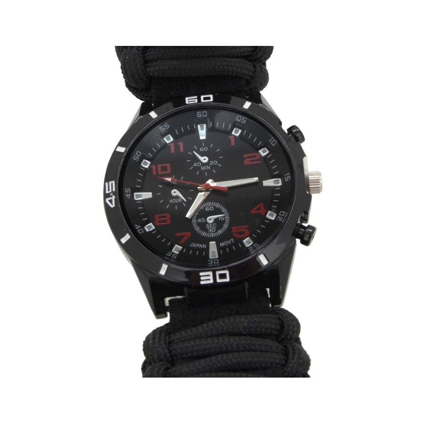 Мултифункционален часовник с компас и термометър черен