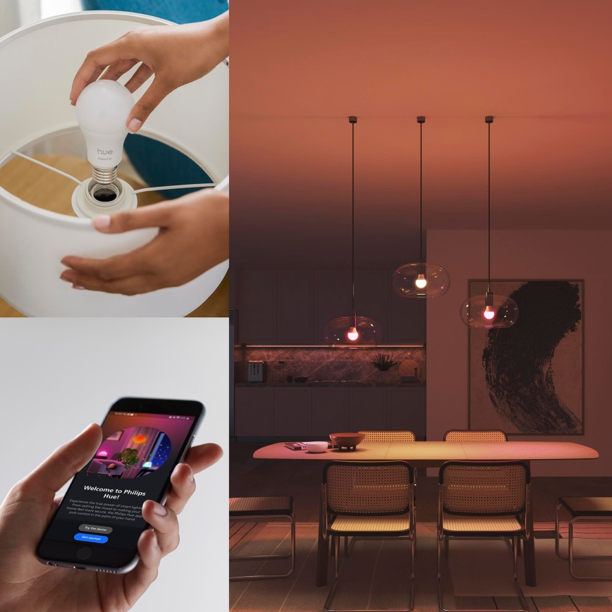 Начален комплект Philips Hue White And Color Ambiance Essential 2xE27/8W/230V 2200-6500K + устройство за свързване